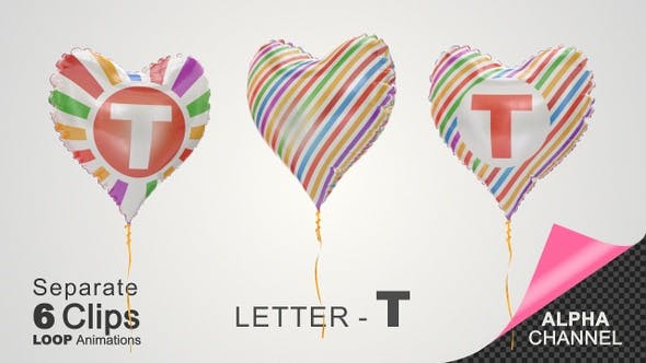 Videohive Balloons With Letter T 33525939 Free Download