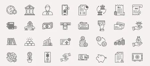 Videohive Banking & Finance Line Icons 34368341
