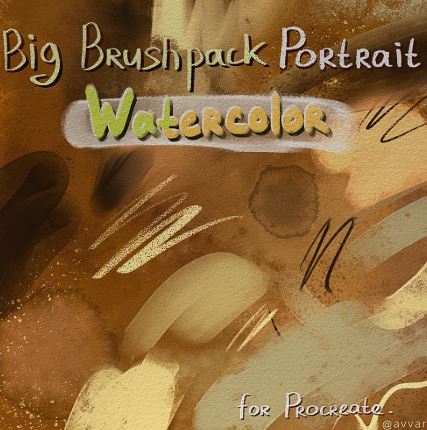 Portrait Watercolor Big BrushPack for Procreate by AvvArt (Premium Members