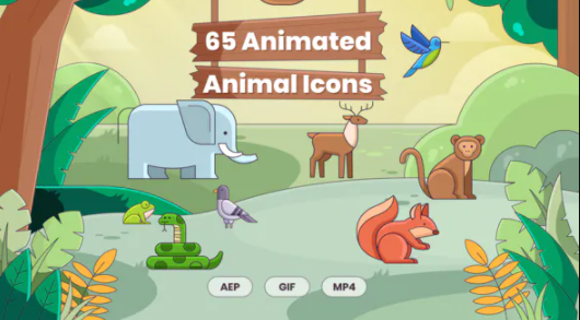 Videohive 65 Animated Animal Icons 28478278 Free Download