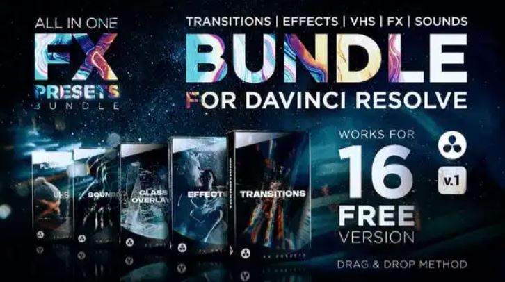 Videohive FX Presets Bundle for DaVinci Resolve | Transitions, Effects, VHS, SFX 30888590