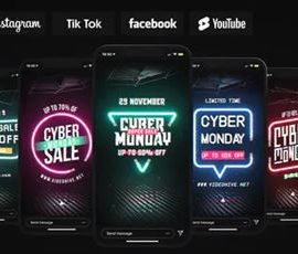 Videohive Cyber Monday Neon Stories & Posts 34692148