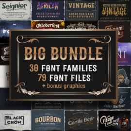 CreativeMarket – Big vintage fonts bundle 5941347 (premium)