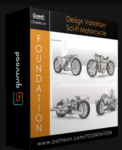 GUMROAD – FOUNDATION PATREON – DESIGN VARIATION: SCI-FI MOTORCYCLE WITH CHARLES LIN