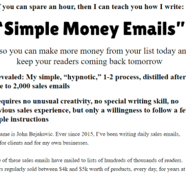 John Bejakovic – Simple Money Email (Premium)