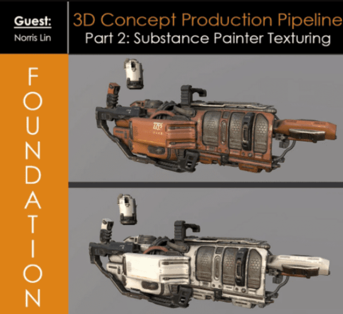 Foundation Patreon – 3D Concept Production Pipeline Part 2: Substance Painter Texturing with Norris Lin